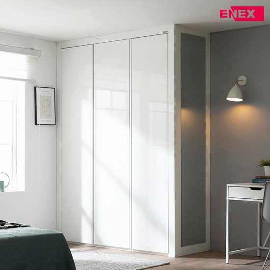 에넥스  ENNEE 버클리 화이트 하이그로시 작은방 붙박이장