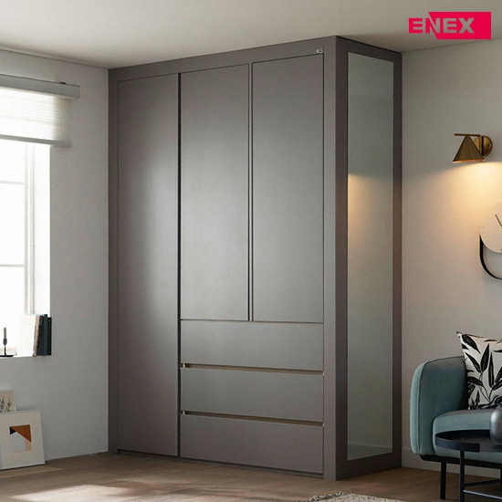 에넥스  ENNEE 버클리 그레이 작은방 붙박이장 3단서랍형