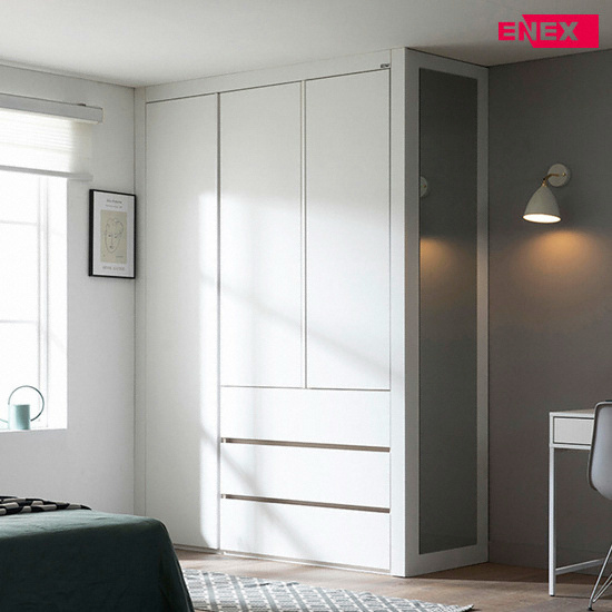 에넥스  ENNEE 버클리 화이트 작은방 붙박이장 3단서랍형
