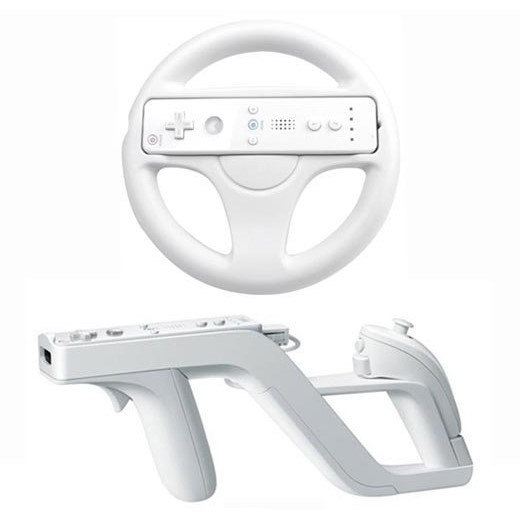 Nintendo  Wii 레이싱 휠 + 재퍼 건