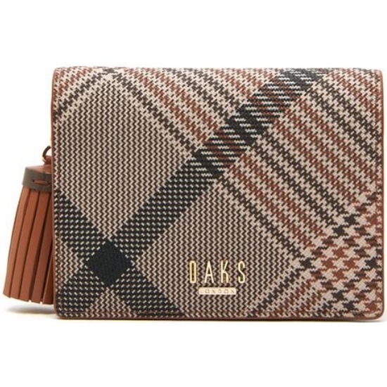 닥스 여성 브라운 태슬 체크패턴 카드지갑_DCWA9F328W2-B