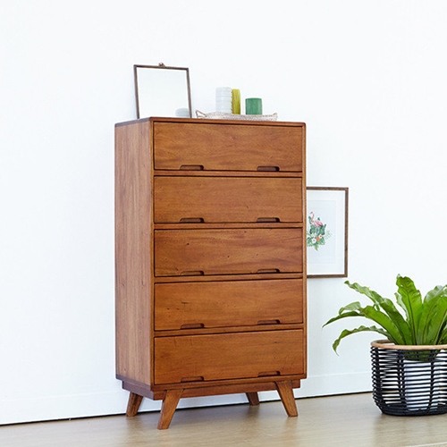 유씨엠 클레이 원목 5단 서랍장 700