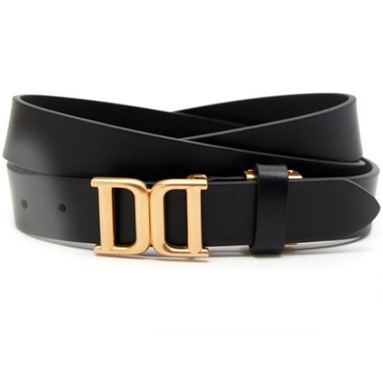닥스 여성 블랙 가죽 DD로고 후드버클 벨트_DBBE9F793BK