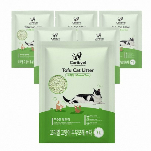 베이직 고양이 두부모래 녹차 7L[6개] 이미지 40575711