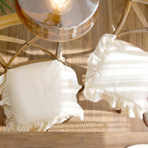 다원물산 바자르 광목 프릴 끈 방석 커버 솜 40x40