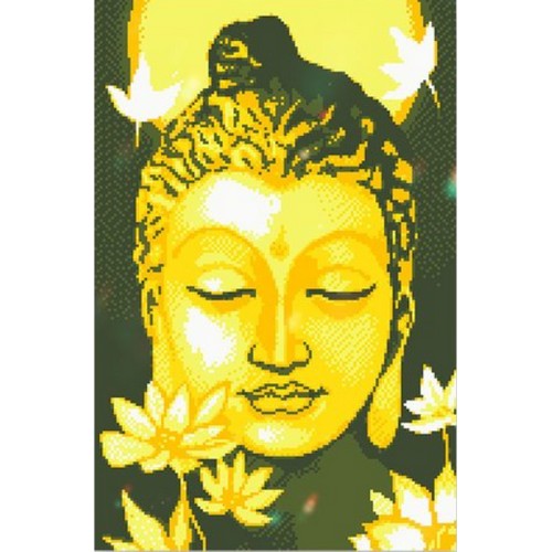 케이엠엘리  보석십자수 3D 황금 연꽃 부처님 샤이닝큐빅 불교