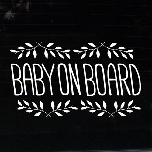 뭉키월드  타이포 잎사귀 Baby on Board 스티커 LSC-489