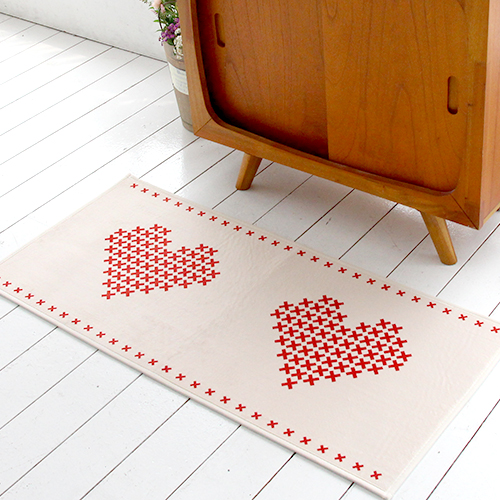 러그랜드 크로스스티치 (하트) 주방매트
