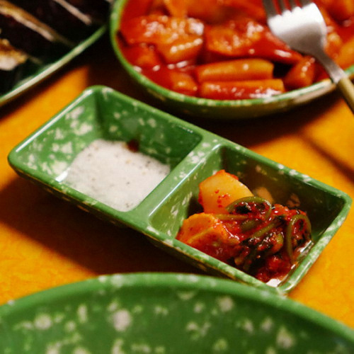 알럽하우스 추억의 떡볶이 접시 레트로 사각2칸종지
