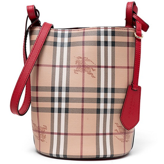 버버리 체크 론 버킷백 레드스트랩_4057157