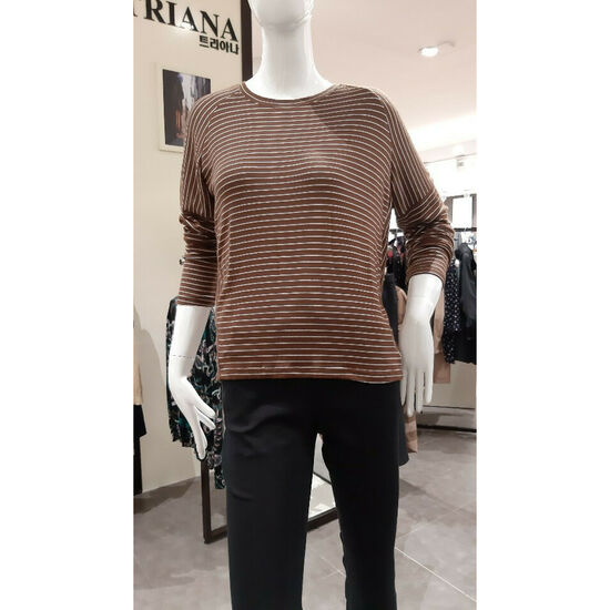 트리아나 라운드넥 루즈핏 스트라이프 티셔츠 AF3TA55