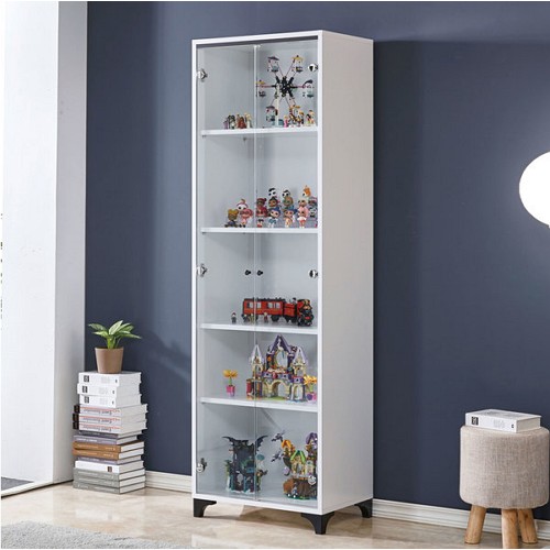 하이플러스가구 프라하 키높은 유리 장식장 600