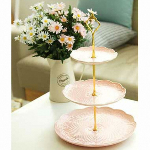 골드핑크 3단 케이크 스탠드