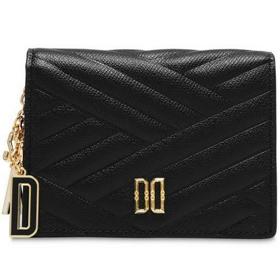 닥스 여성 블랙 퀼팅 로고 참장식 반지갑_DCWA0E218BK