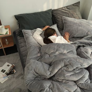 에이트룸 헤링본 니쉬 보아밍크 극세사 차렵이불 풀세트