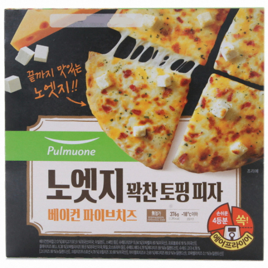 풀무원 노엣지 꽉찬 토핑 피자 베이컨 파이브치즈 376.3g[1개]