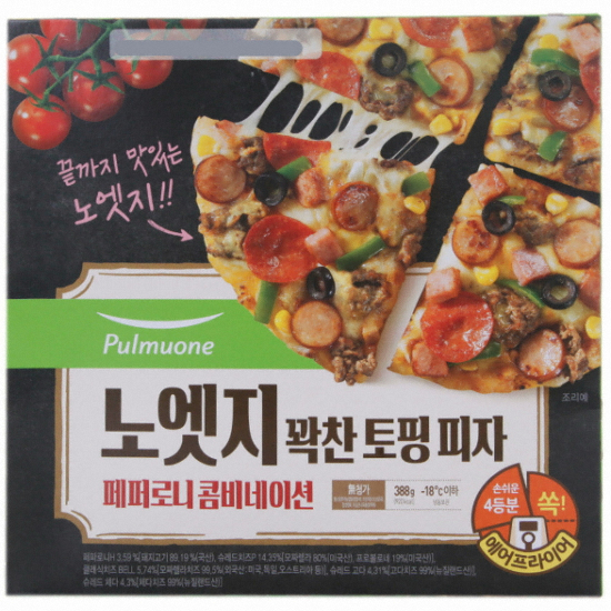 풀무원 노엣지 꽉찬 토핑 피자 페퍼로니 콤비네이션 388g[1개]