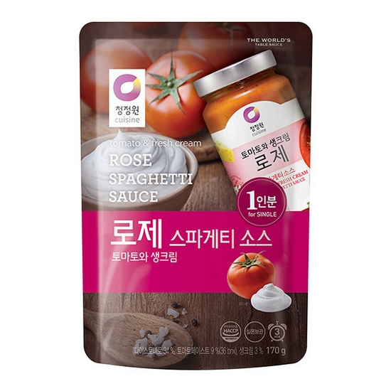 대상 청정원 토마토와 생크림 로제 스파게티 소스 170g[3개]