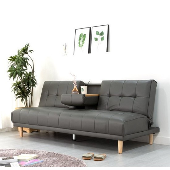 에보니아 맥심 컵홀더 가죽 소파베드 3인용