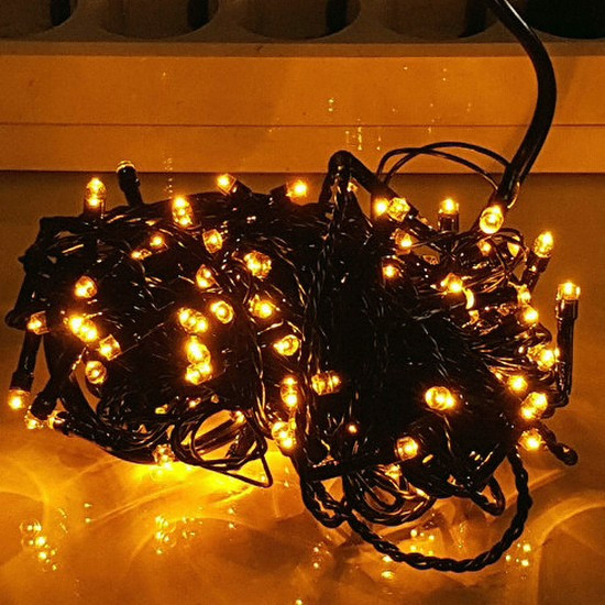 탄탄LED  LED 전원일체형 검정선 황색 트리전구 100구