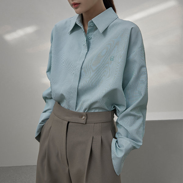 나인 오버핏 스트라이프 블라우스 R-BL-2860