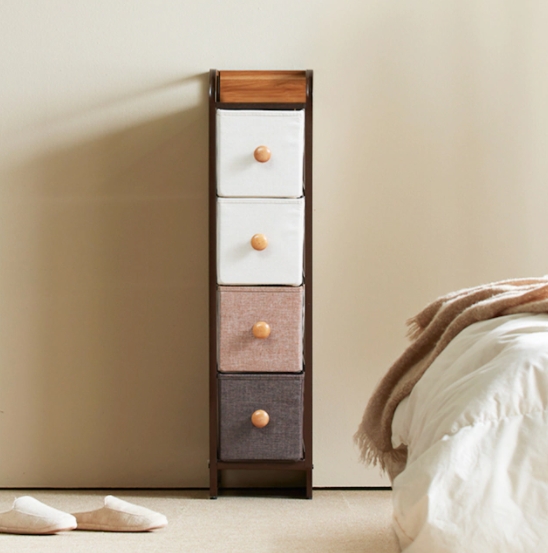 홈앤미 포미즈 패브릭 4단 틈새 슬림 서랍장 200