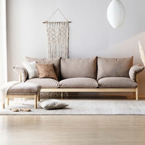 레이디가구 다인 100%원목 패브릭 소파 4인용