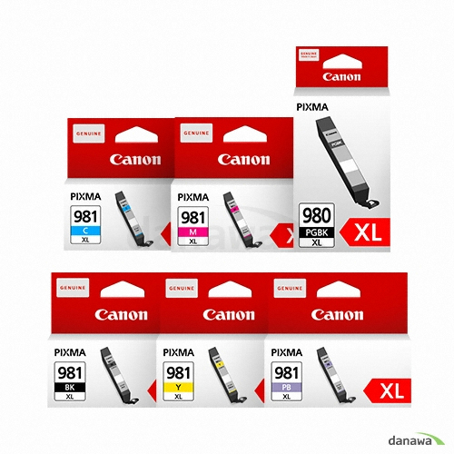 Canon  PGI-980XLPGBK, CLI-981XLBK, 981XLC, 981XLM, 981XLY, 981XLPB 6색 세트 (정품)