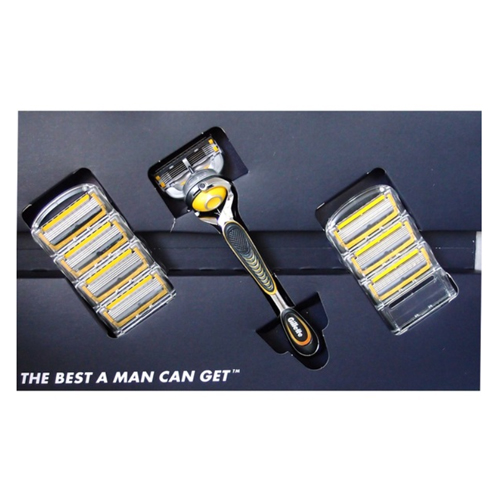 질레트  퓨전 프로쉴드 매뉴얼 옐로우 + 면도날