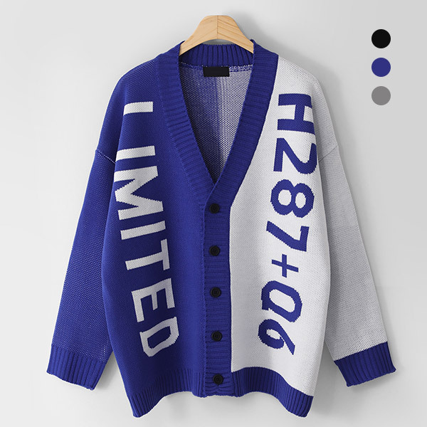 엠엔씨  MNC  하프 레터링 오버핏가디건  MDCD240NL