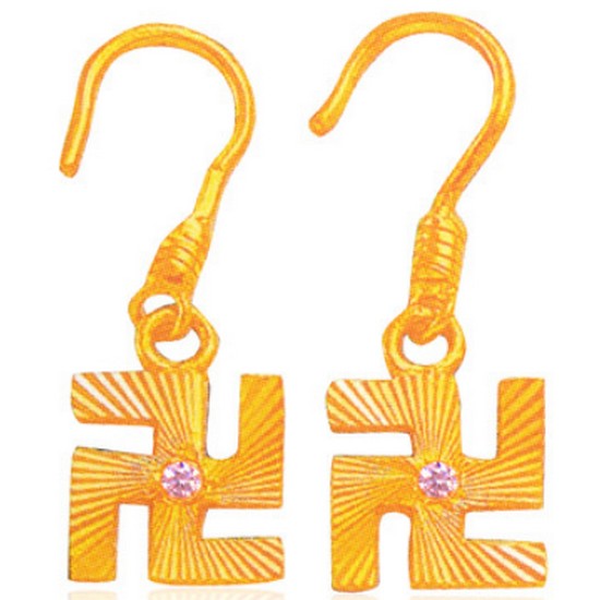 혼골드모아 골드모아 순금 불교 귀걸이 3.75g 만자 큐빅