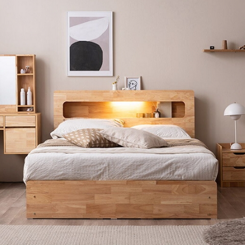 삼익가구 마레 4단 수납 원목 LED침대 Q