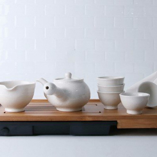 진례도예 백자 5인 다기세트