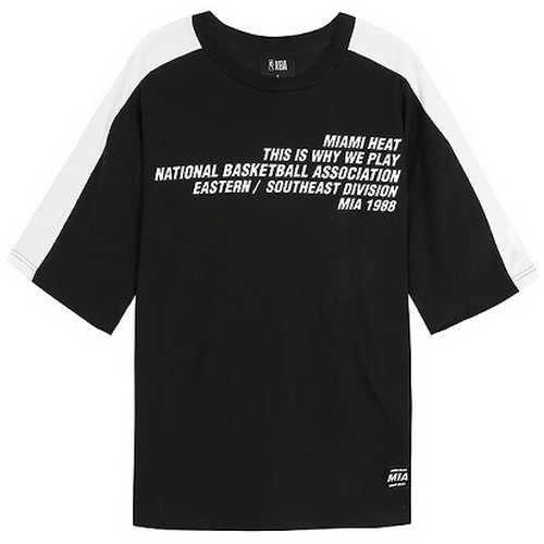 NBA_W 엔비에이 남녀공용 소매배색 레터링 티셔츠 N202TS122P