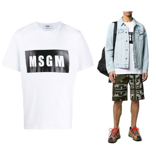 MSGM 스퀘어로고 반팔 티셔츠_2840MM67 207096 01