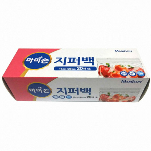 마미손  1호 지퍼백 18x20cm 소 20매 위생 주방 1개입