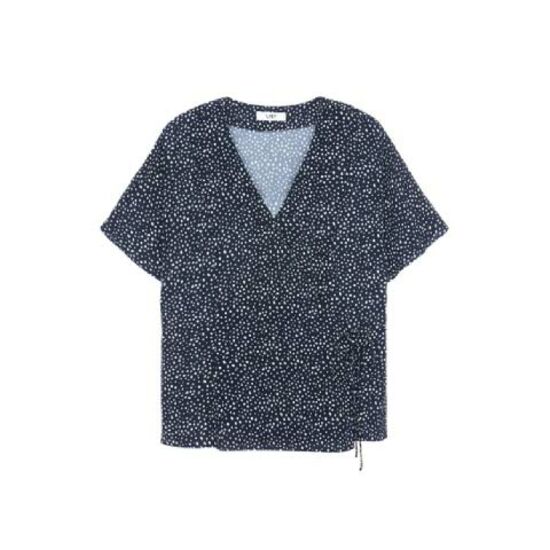 리스트 여성 랩 오버 도트 블라우스 TWWBLK60200