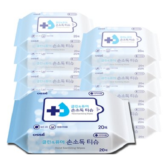 오쎄 클린앤퓨어 손소독티슈 리필형 20매