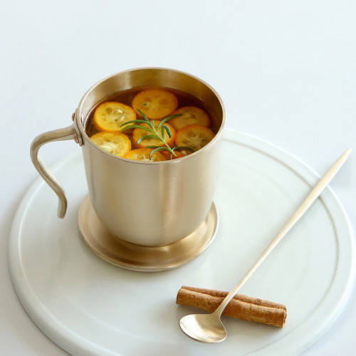 놋담 방짜유기 뚜껑 머그컵 350ml