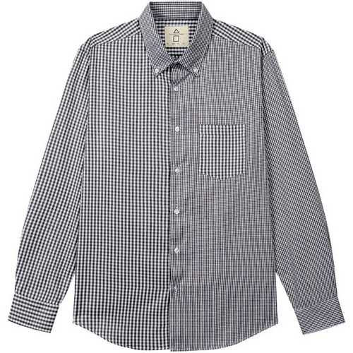 더셔츠스튜디오 블랙루즈핏믹스체크버튼다운셔츠 TSS121