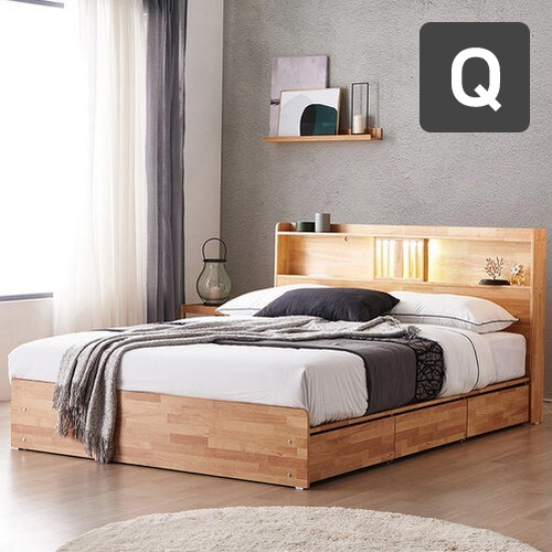 동서가구 피렌체 우든 원목 수납 LED침대 Q