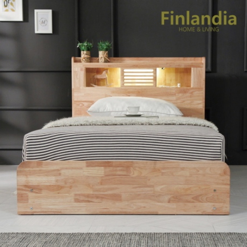 핀란디아 네이쳐 수납 원목 LED침대 SS
