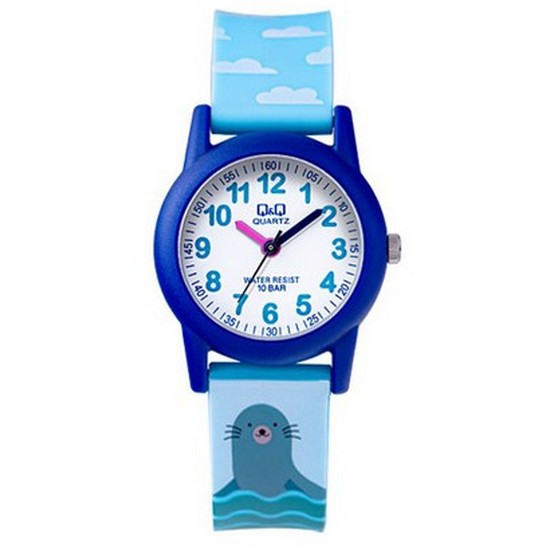큐앤큐 VR99J-802Y 물개 바캉스 어린이 학습시계