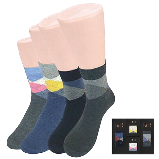 닥스 남여 혼합 양말 4족선물세트 면 중목 아가일 20830