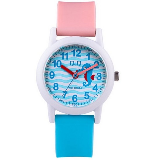 큐앤큐 VS49J-001Y 해마 캐릭터 분표시 패션 학습 어린이시계