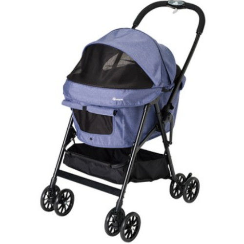콤펫  미리클랜 라이트 다견용 중형견 유모차 네이비블루