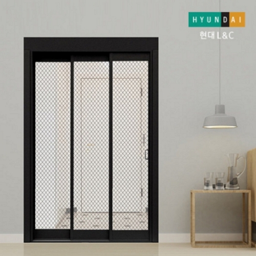 현대L&C  토노 AL 3연동 초슬림 망입유리 오픈형 중문