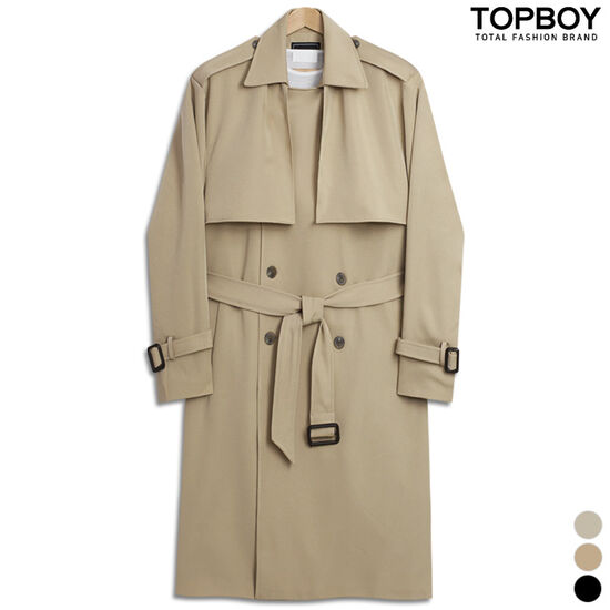 탑보이 메스 오버핏 스트랩 더블 롱 트렌치코트  MP00
