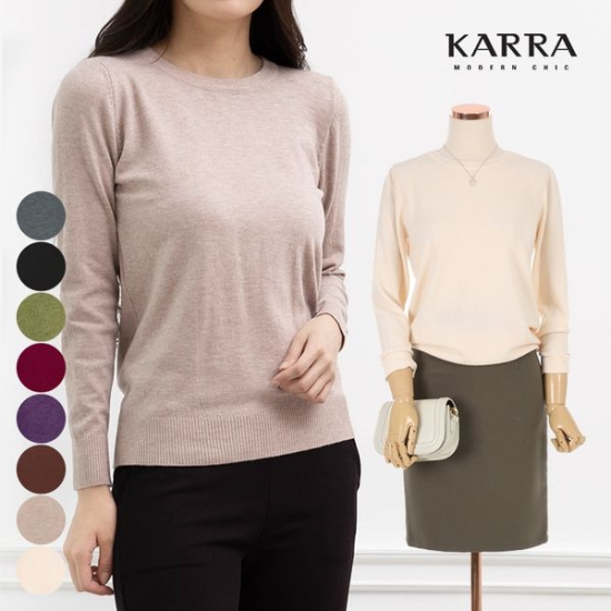 카라 KARRA 소프트라운드넥니트_KB0FKN321C