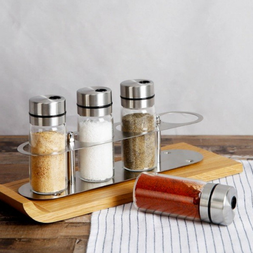 프리모 유리 양념병 5종세트 양념병4종+거치대  -홈앤하우스